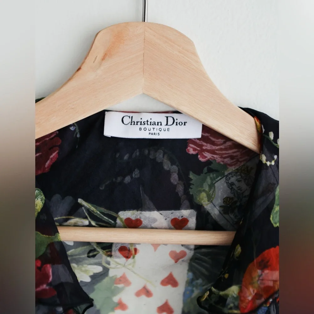 Vintage Christian Dior playing cards wrap blouse by John Galliano FW 2002